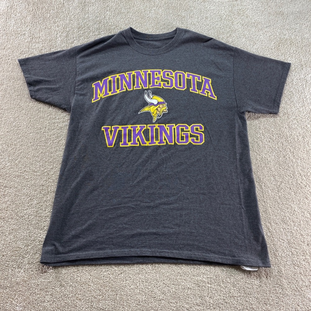 NFL Minnesota Vikings Shirt Mens Size Large Gray Short Sleeve Graphic Tee